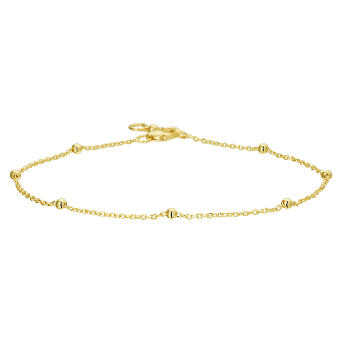 Armband anker bolletjes 1,0 mm 17 - 19 cm 14k geelgoud