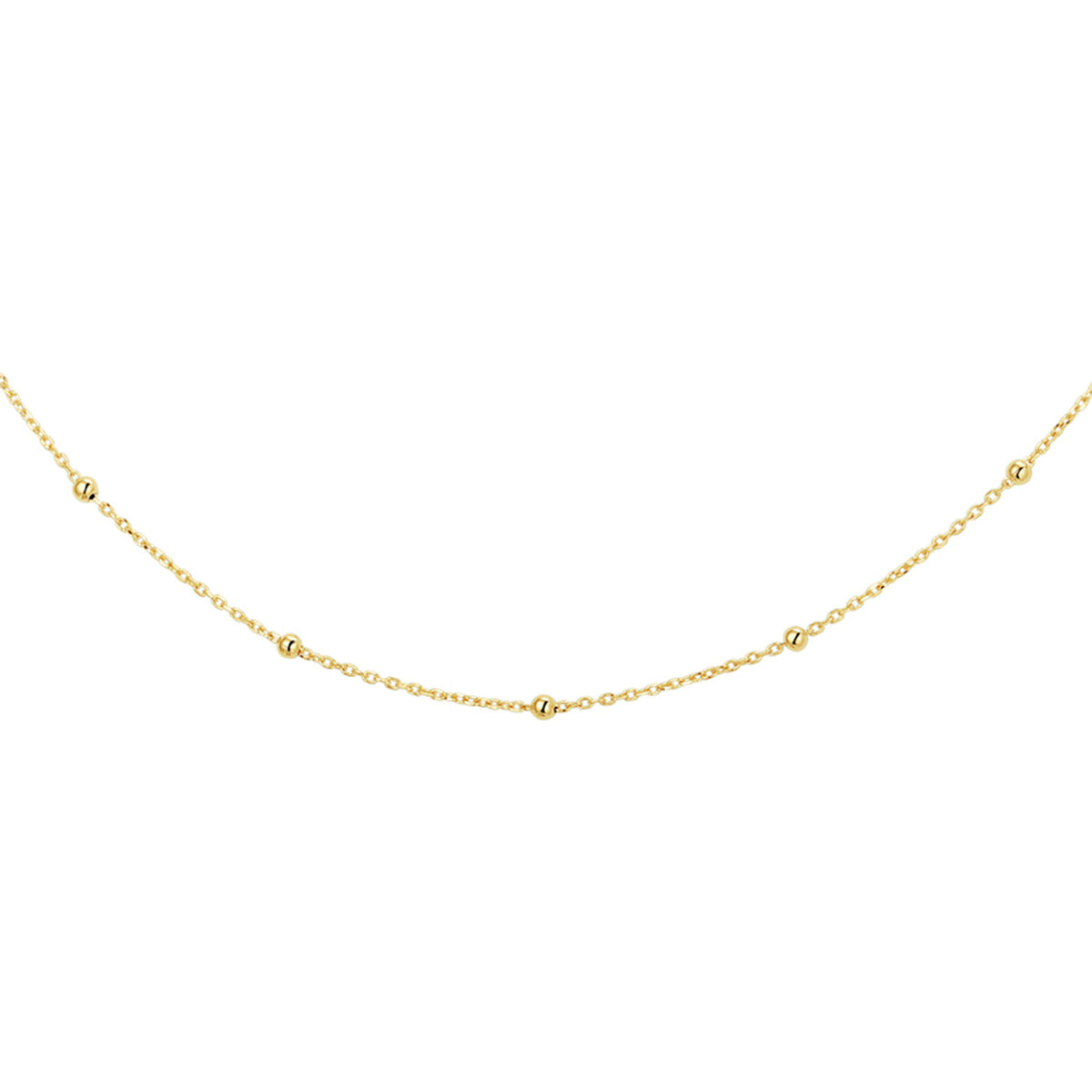 Collier anker bolletjes 1,0 mm 41 - 43 - 45 cm 14k geelgoud
