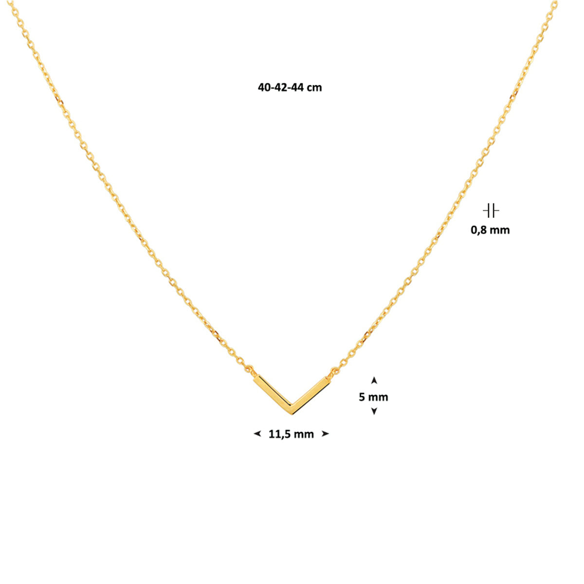 Collier v 0,8 mm 40-42-44 cm 14k geelgoud