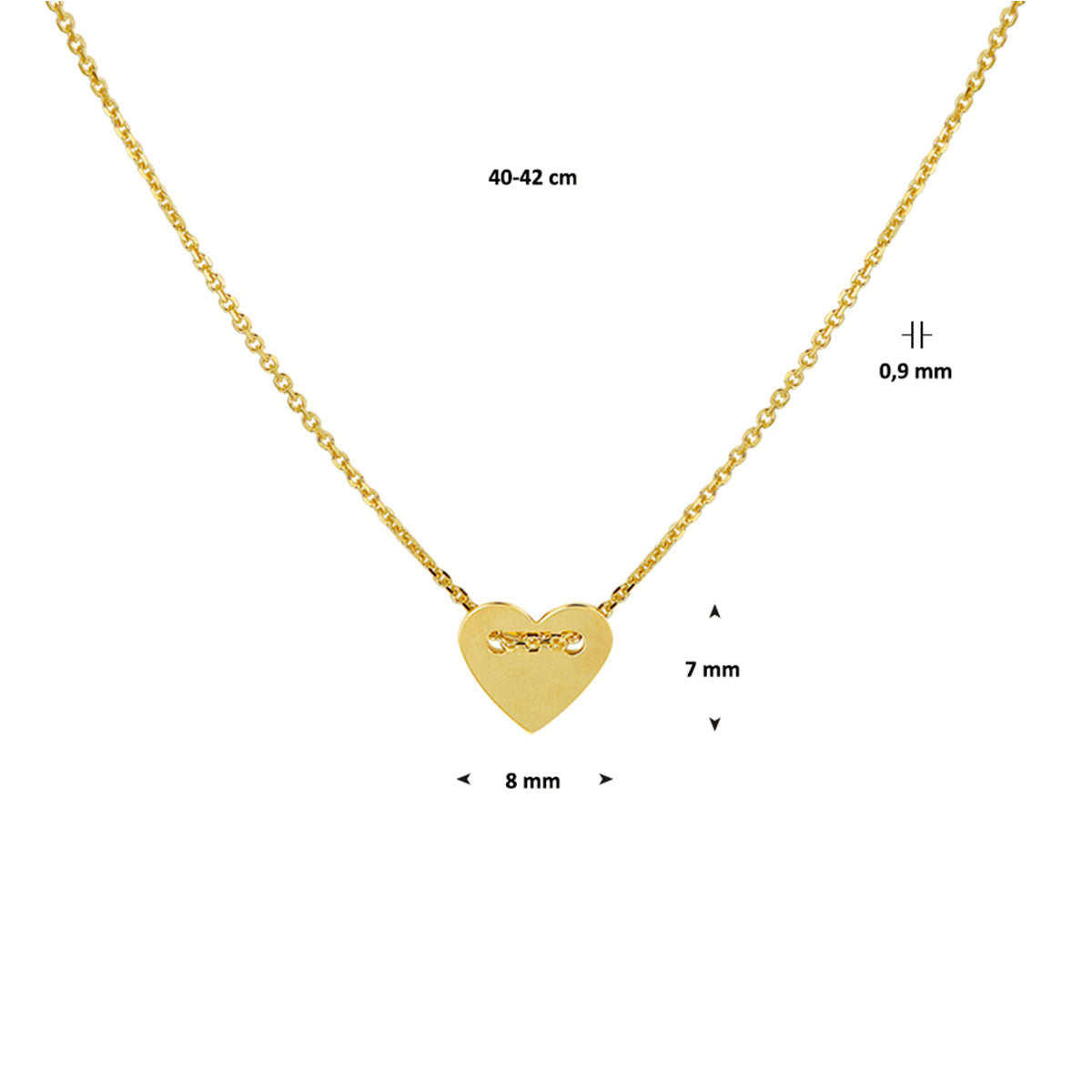 Collier hart 1,0 mm 40 - 42 cm 14k geelgoud