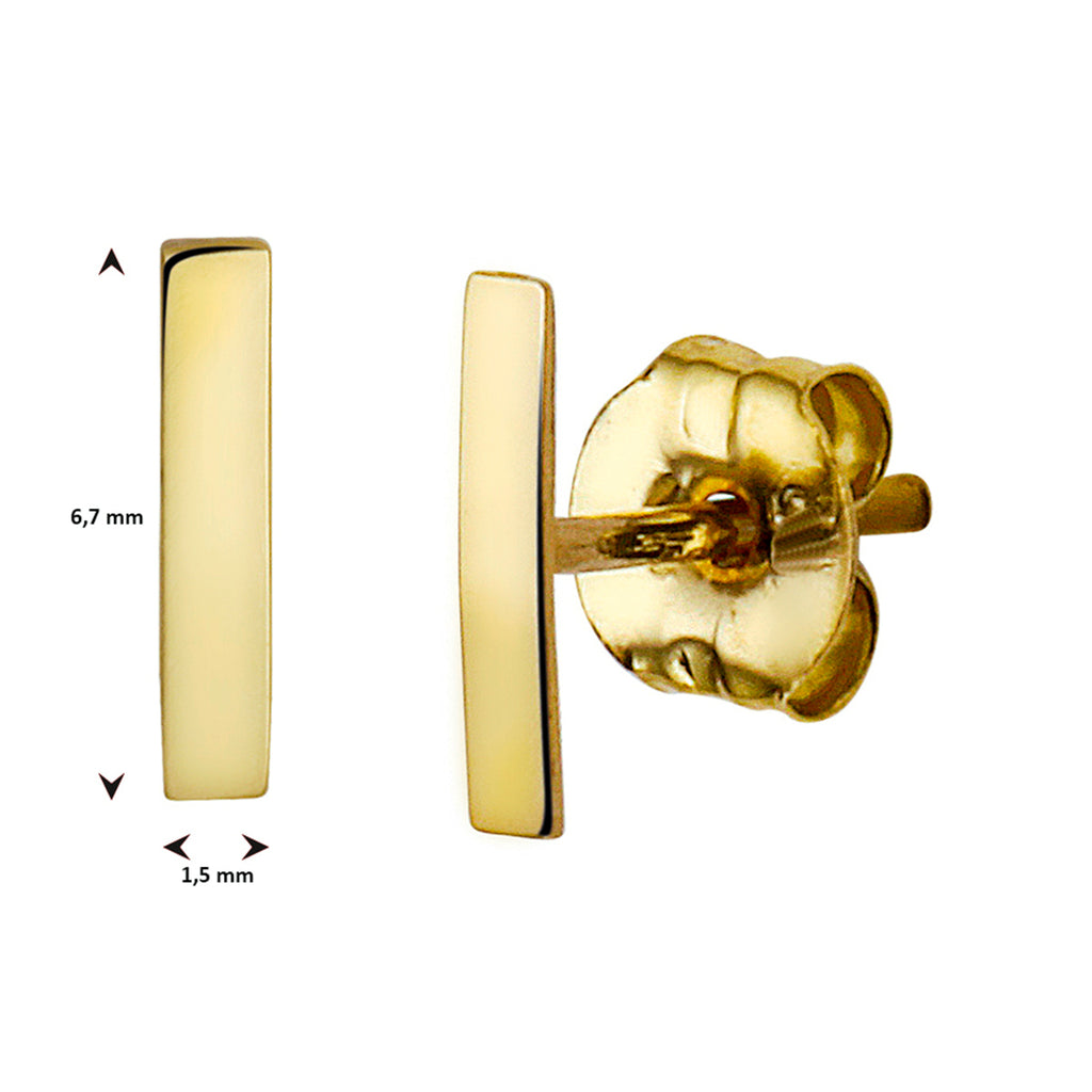 Oorknoppen balkje 14k geelgoud