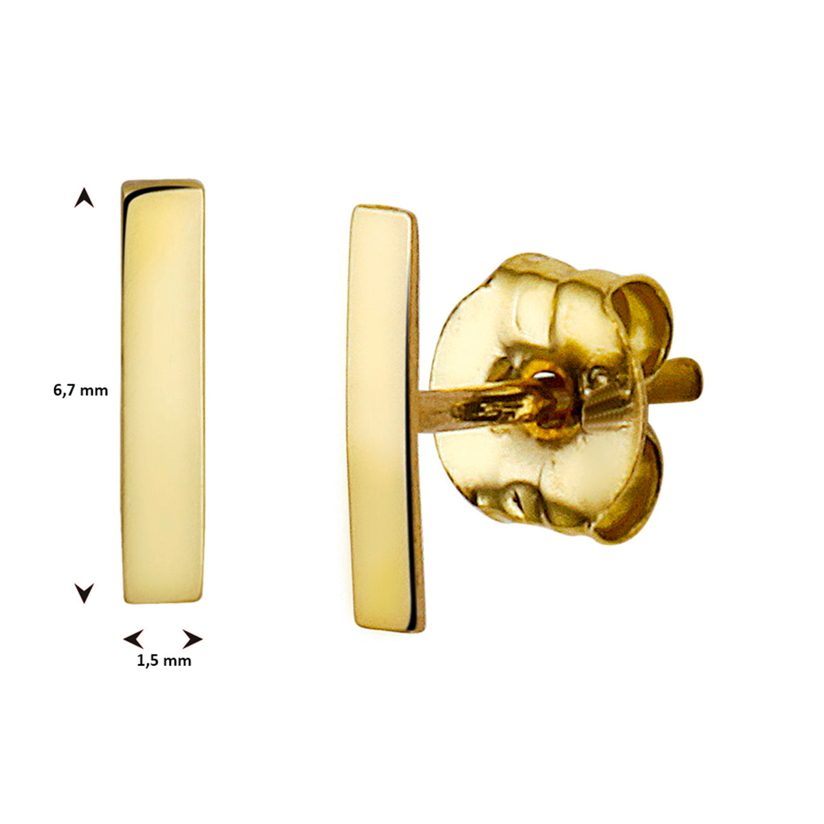 Oorknoppen balkje 14k geelgoud