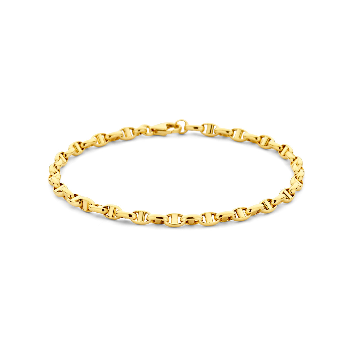 Armband jasseron ovaal met balkje 3,5 mm 14k geelgoud