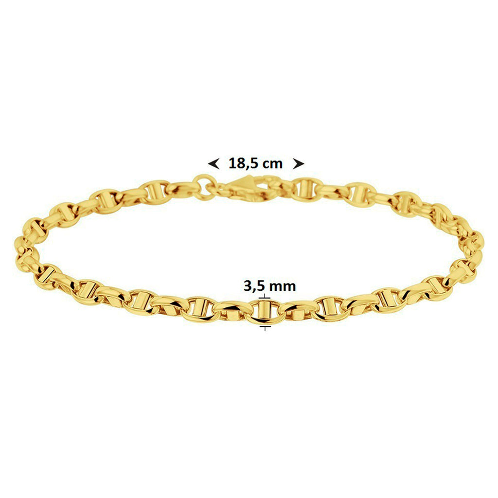 Armband jasseron ovaal met balkje 3,5 mm 14k geelgoud