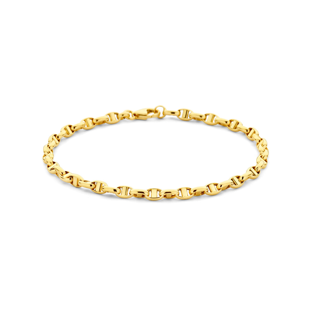 Armband jasseron ovaal met balkje 3,5 mm 14k geelgoud