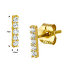 Oorknoppen balkje zirkonia 14k geelgoud