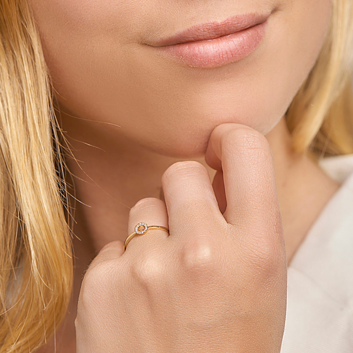 Ring diamant 0.05ct h p1 14k geelgoud