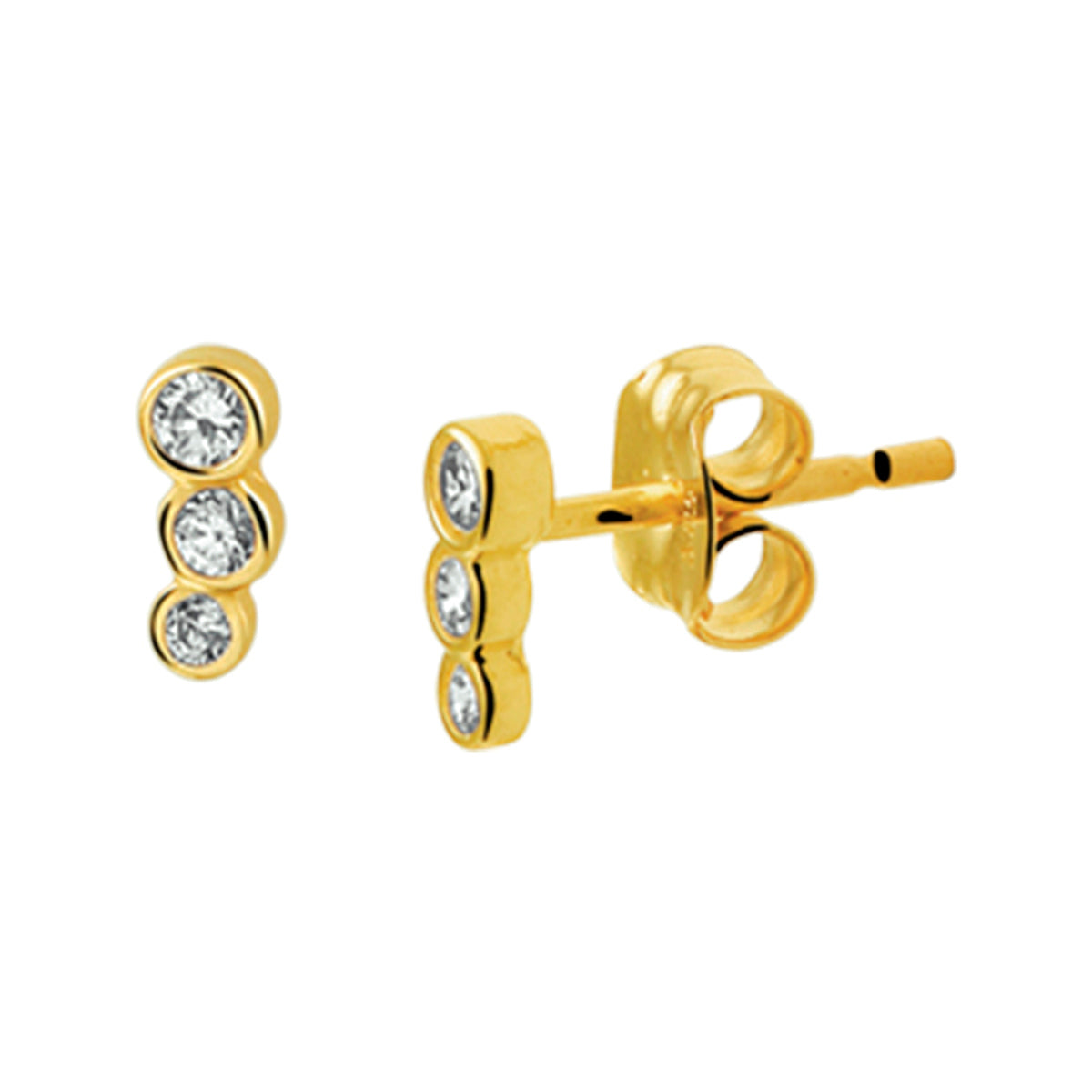 Oorknoppen zirkonia 14k geelgoud