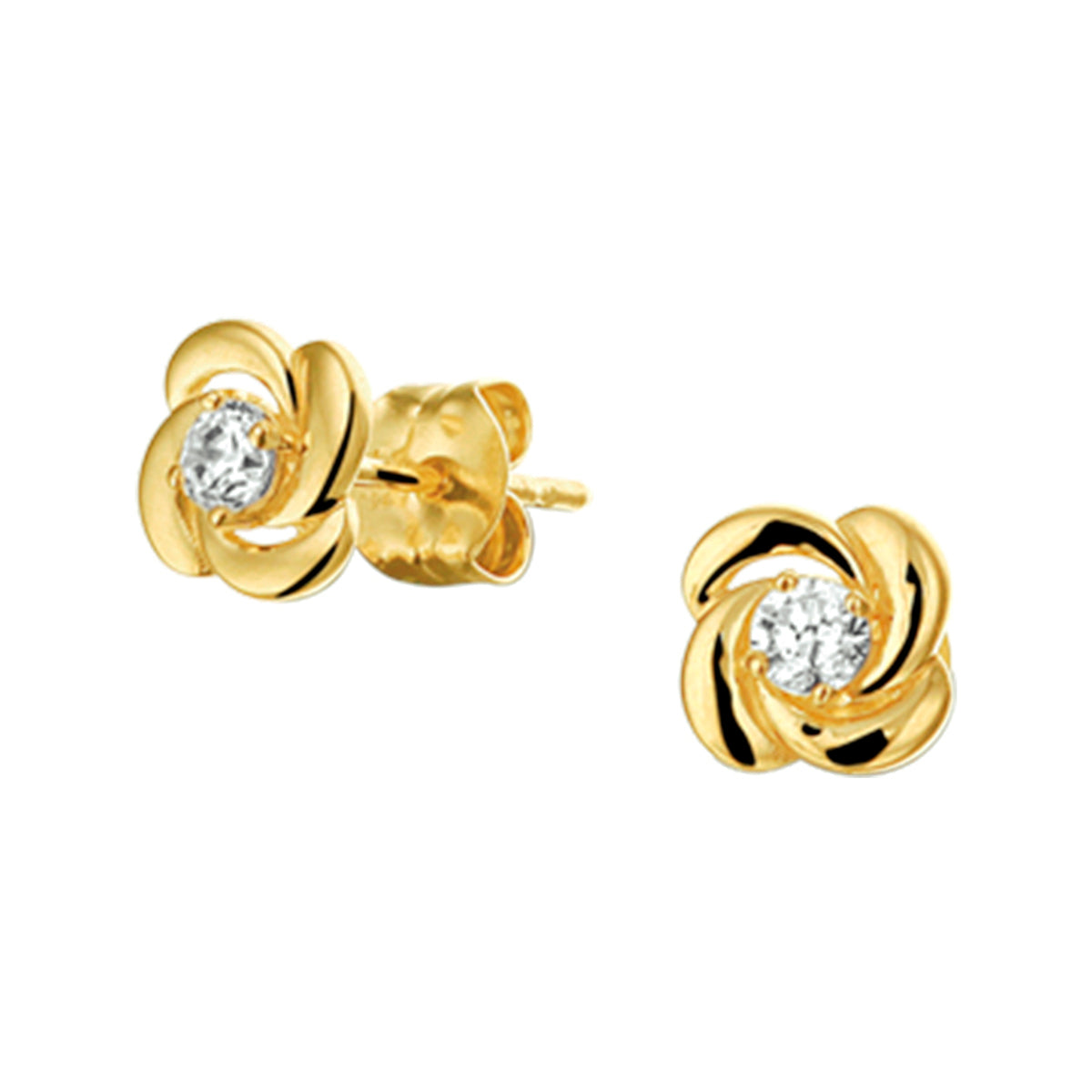 Oorknoppen zirkonia 14k geelgoud