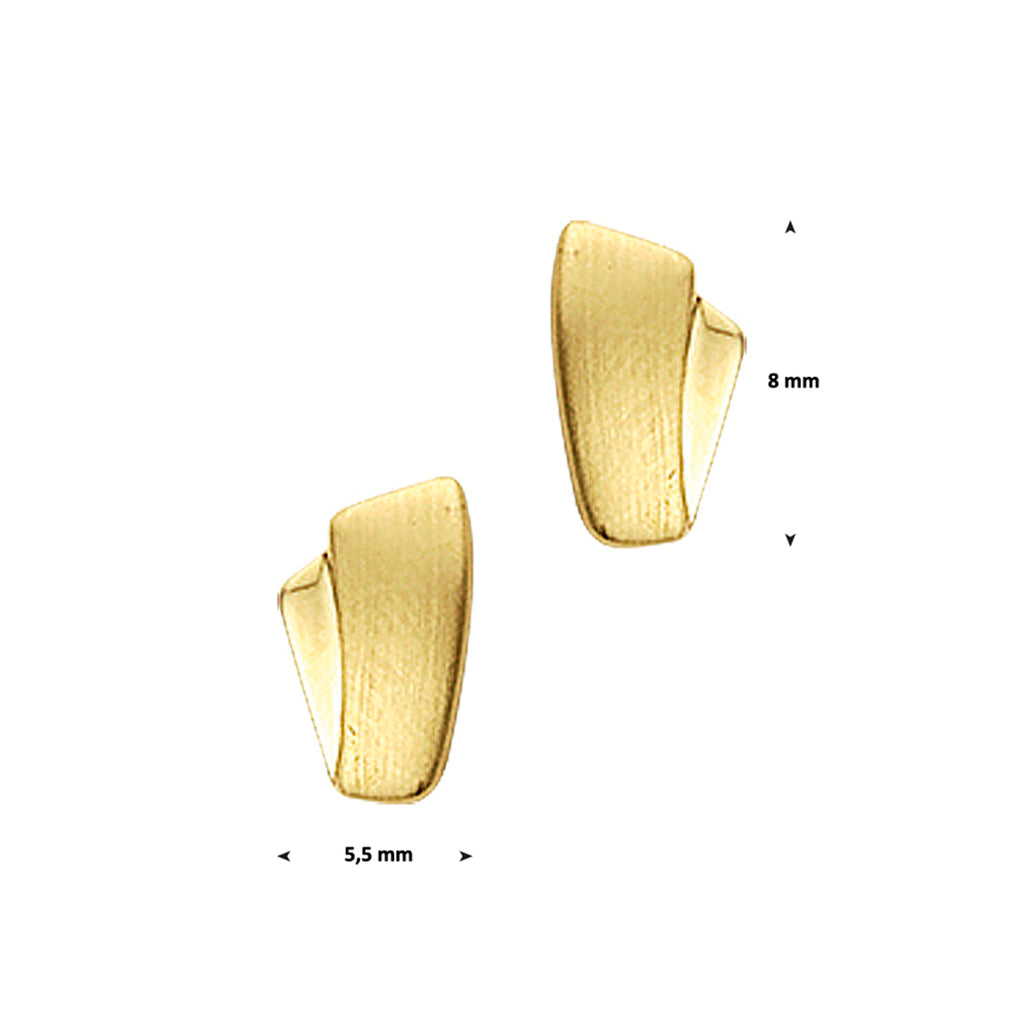 Oorknoppen poli/mat 14k geelgoud