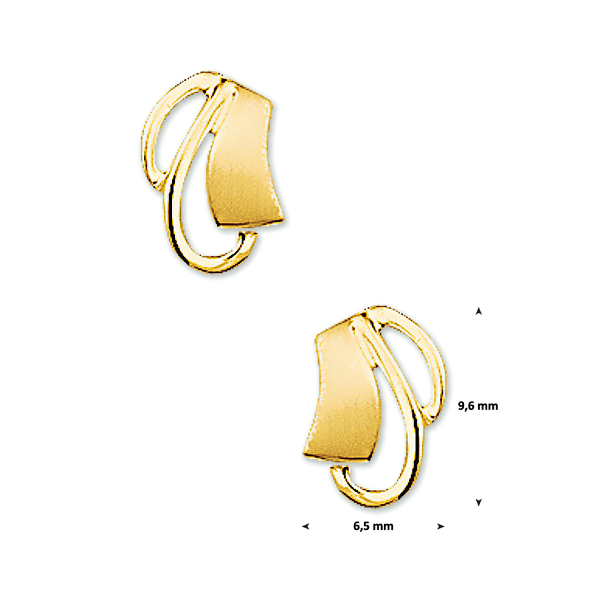 Oorknoppen poli/mat 14k geelgoud