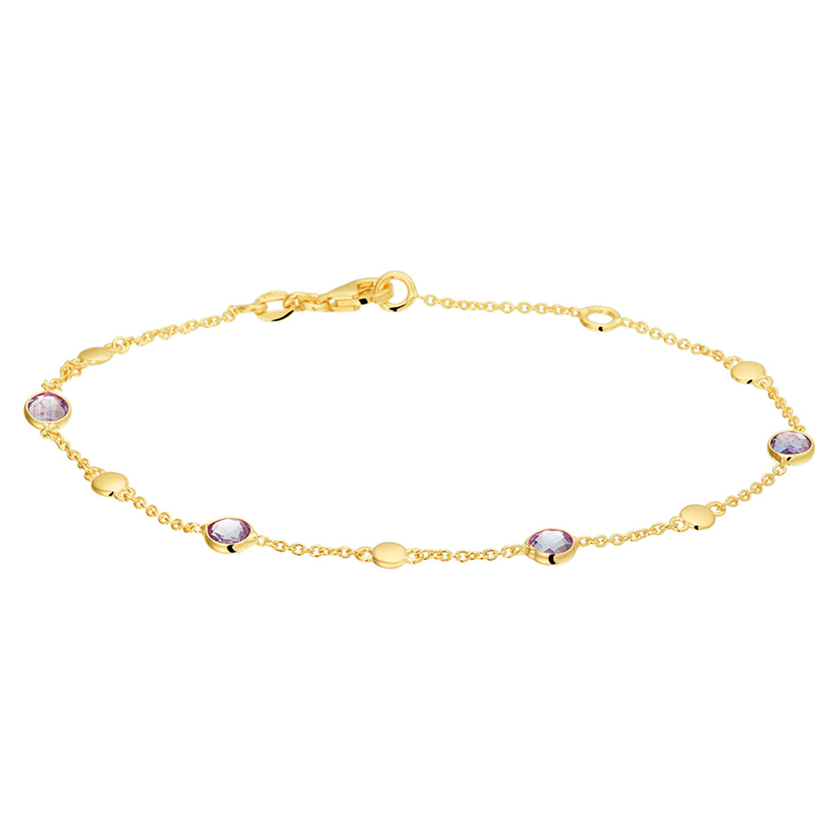 Armband amethist 17 - 19 cm 14k geelgoud