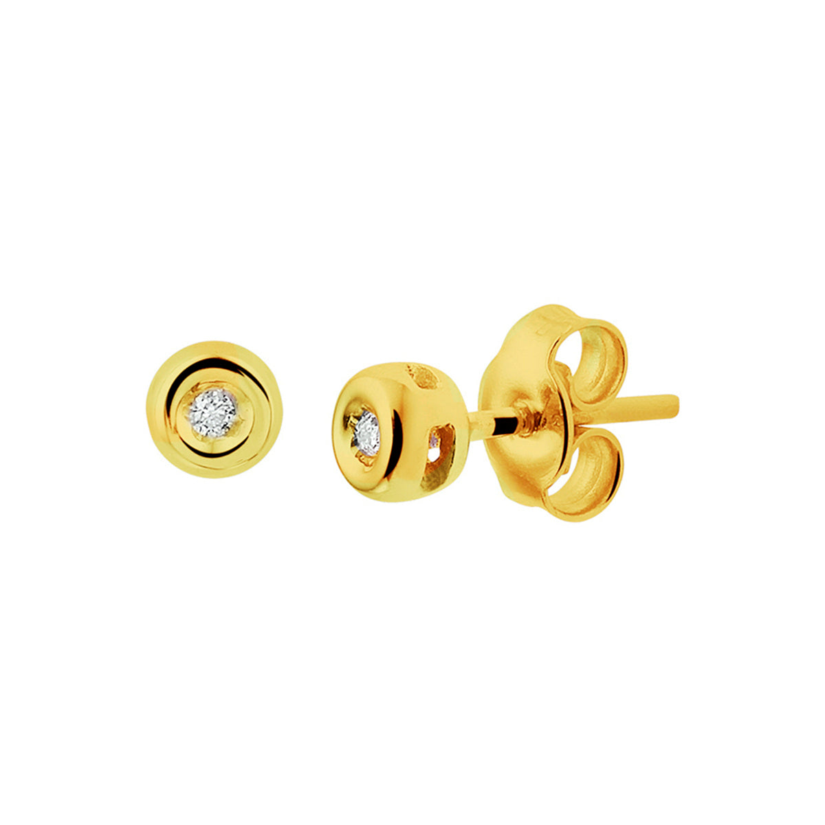 Oorknoppen diamant 0.02ct (2x0.01ct) h si 14k geelgoud