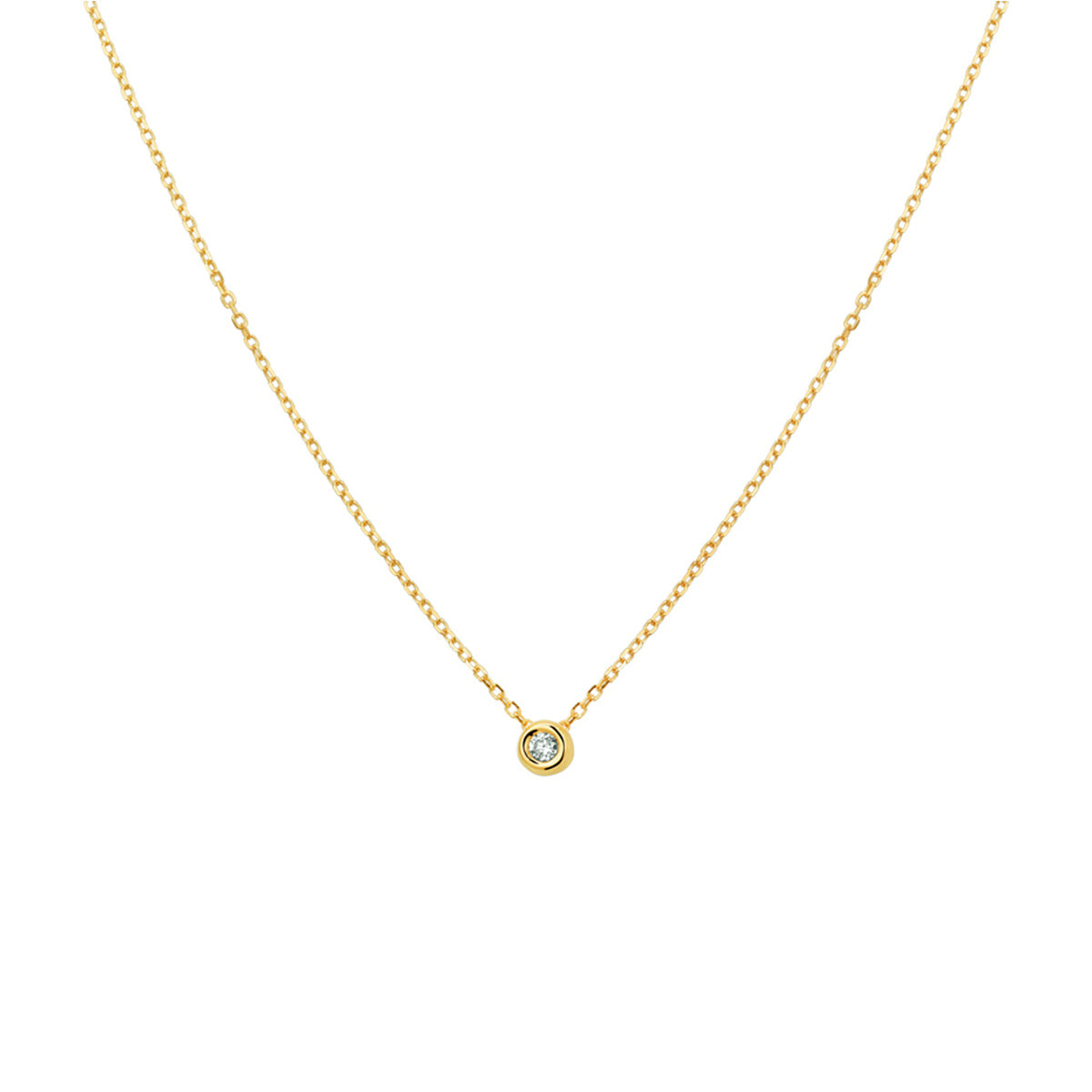 Collier diamant 0.03ct h si 41 - 43 - 45 cm 14k geelgoud