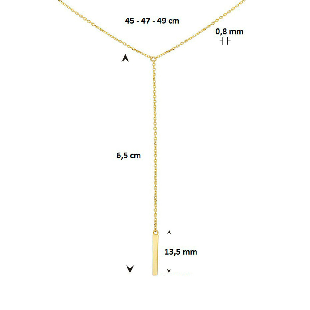 Collier balkje 45 - 47 - 49 cm 14k geelgoud