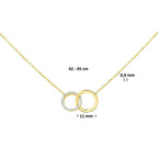 Collier rondjes en zirkonia 42 - 45 cm 14k geelgoud