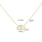 Collier hartjes en zirkonia 42 - 45 cm 14k geelgoud
