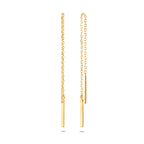 Doortrekoorbellen balkje 14k geelgoud