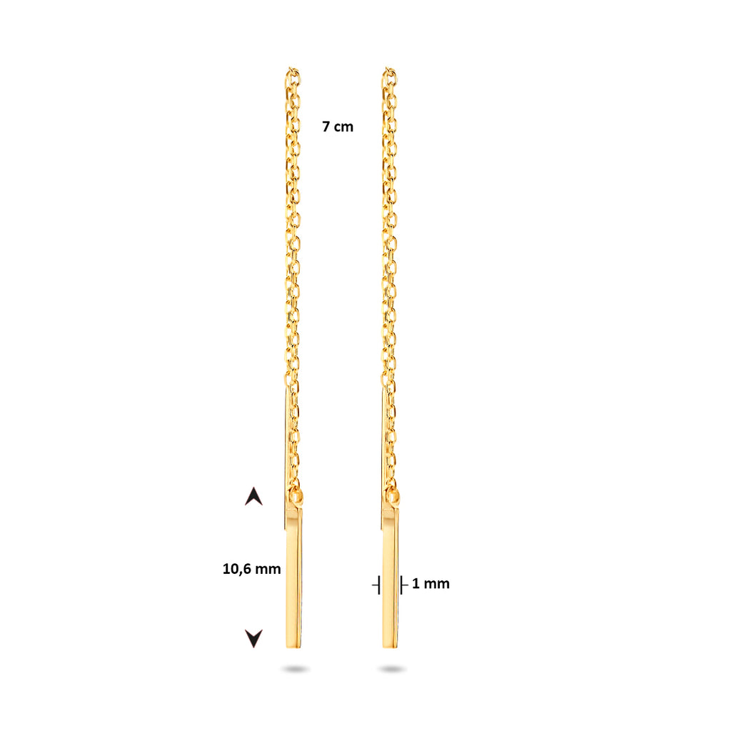 Doortrekoorbellen balkje 14k geelgoud