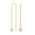 Doortrekoorbellen zirkonia 14k geelgoud