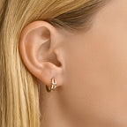 Klapoorringen zirkonia 14k geelgoud