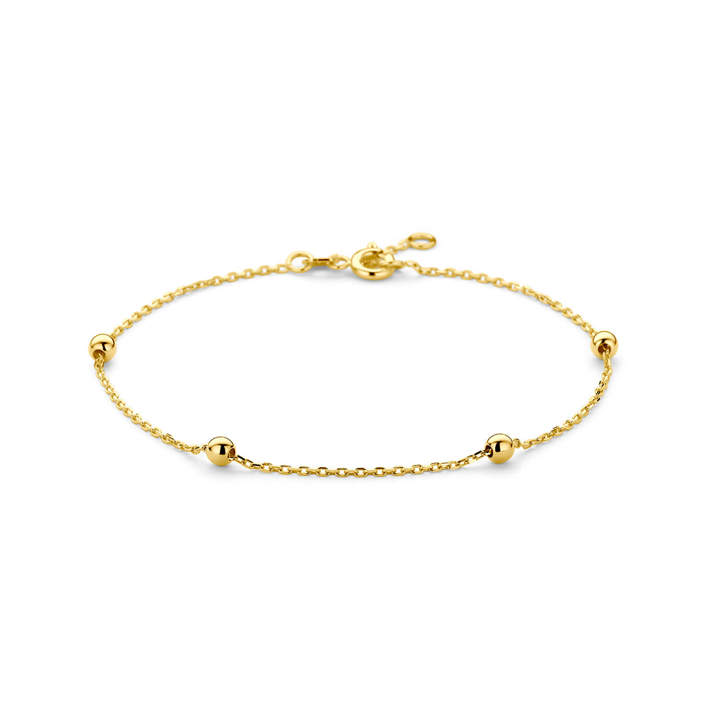 Armband anker en bolletjes 1,0 mm 17,5 - 18,5cm 14k geelgoud