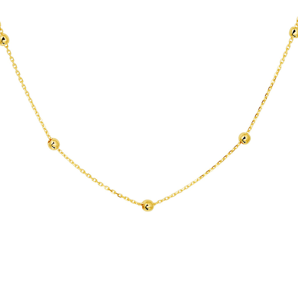 Collier anker en bolletjes 1,0 mm 42 - 44 - 46 cm 14k geelgoud