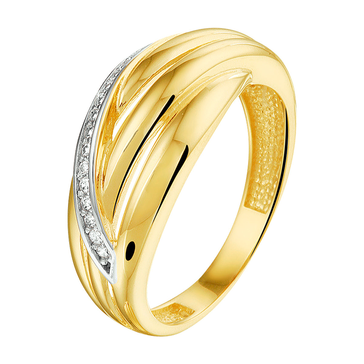 Ring zirkonia 14k geelgoud