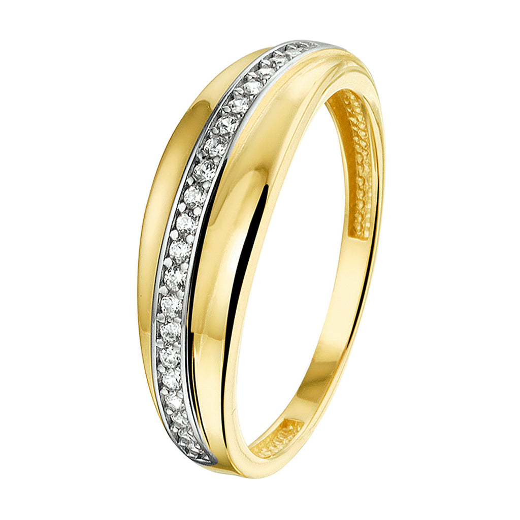 Ring zirkonia 14k geelgoud