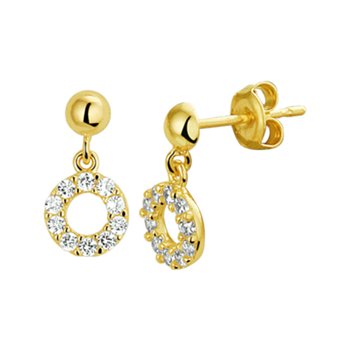 Oorhangers zirkonia 14k geelgoud