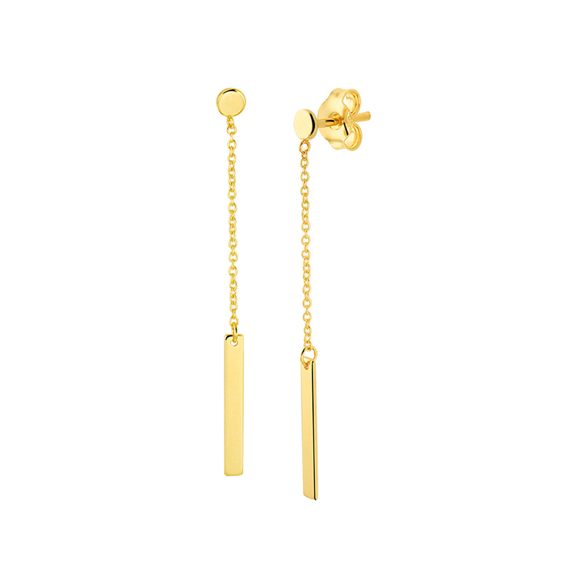 Oorhangers balkje 14k geelgoud