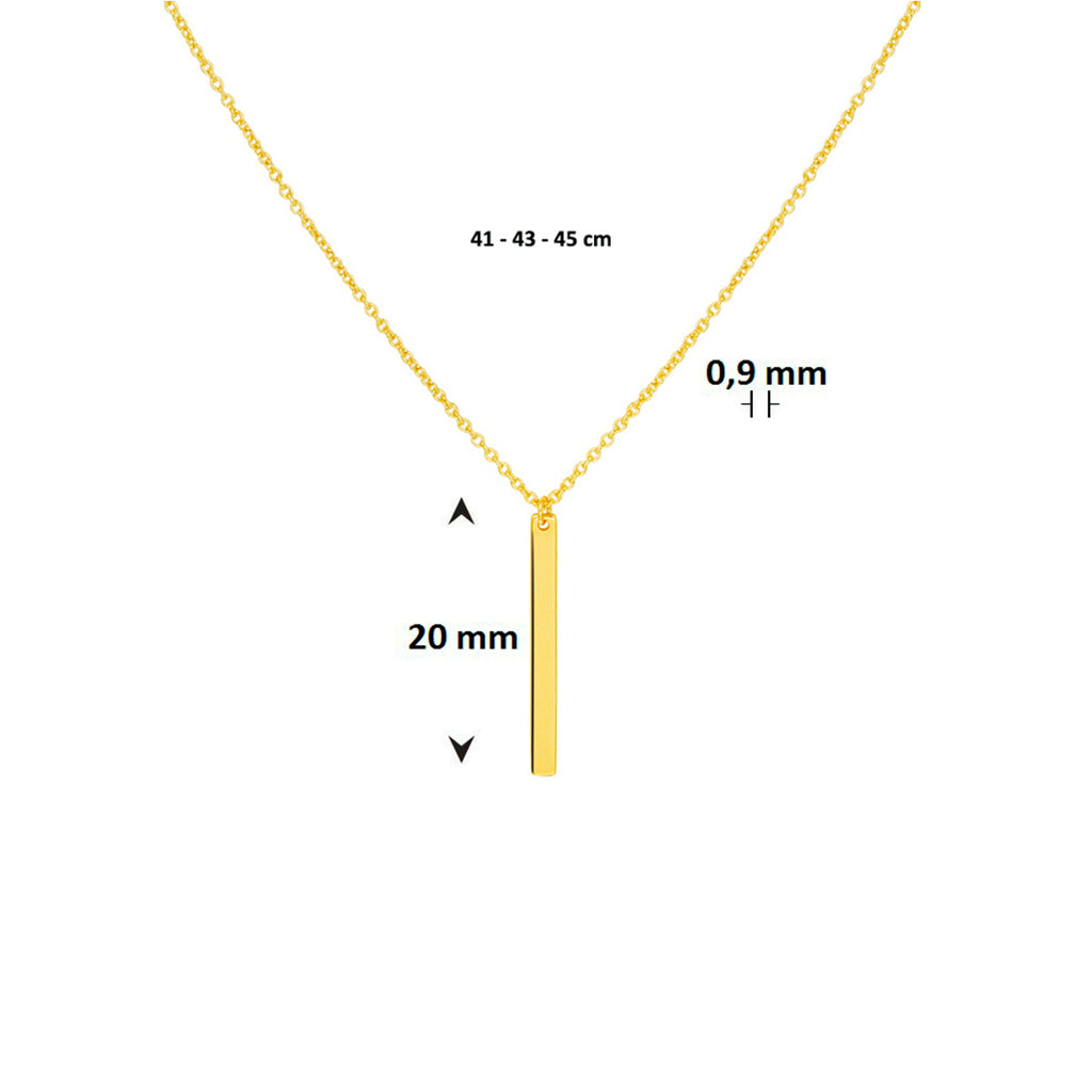 Collier balkje 41 - 43 - 45 cm 14k geelgoud