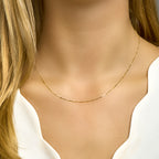 Collier venetiaans en staafjes 0,9 mm 45 cm 14k geelgoud