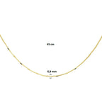 Collier venetiaans en staafjes 0,9 mm 45 cm 14k geelgoud