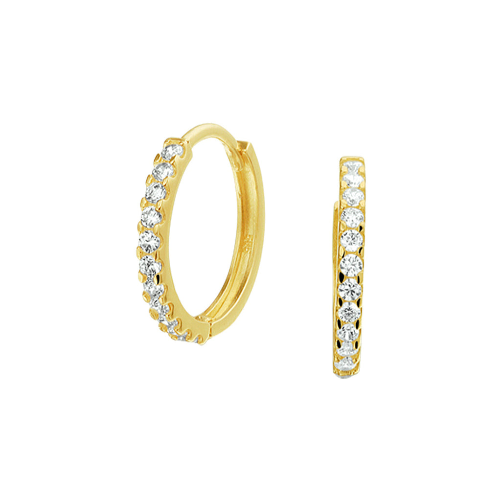 Klapoorringen zirkonia 14k geelgoud