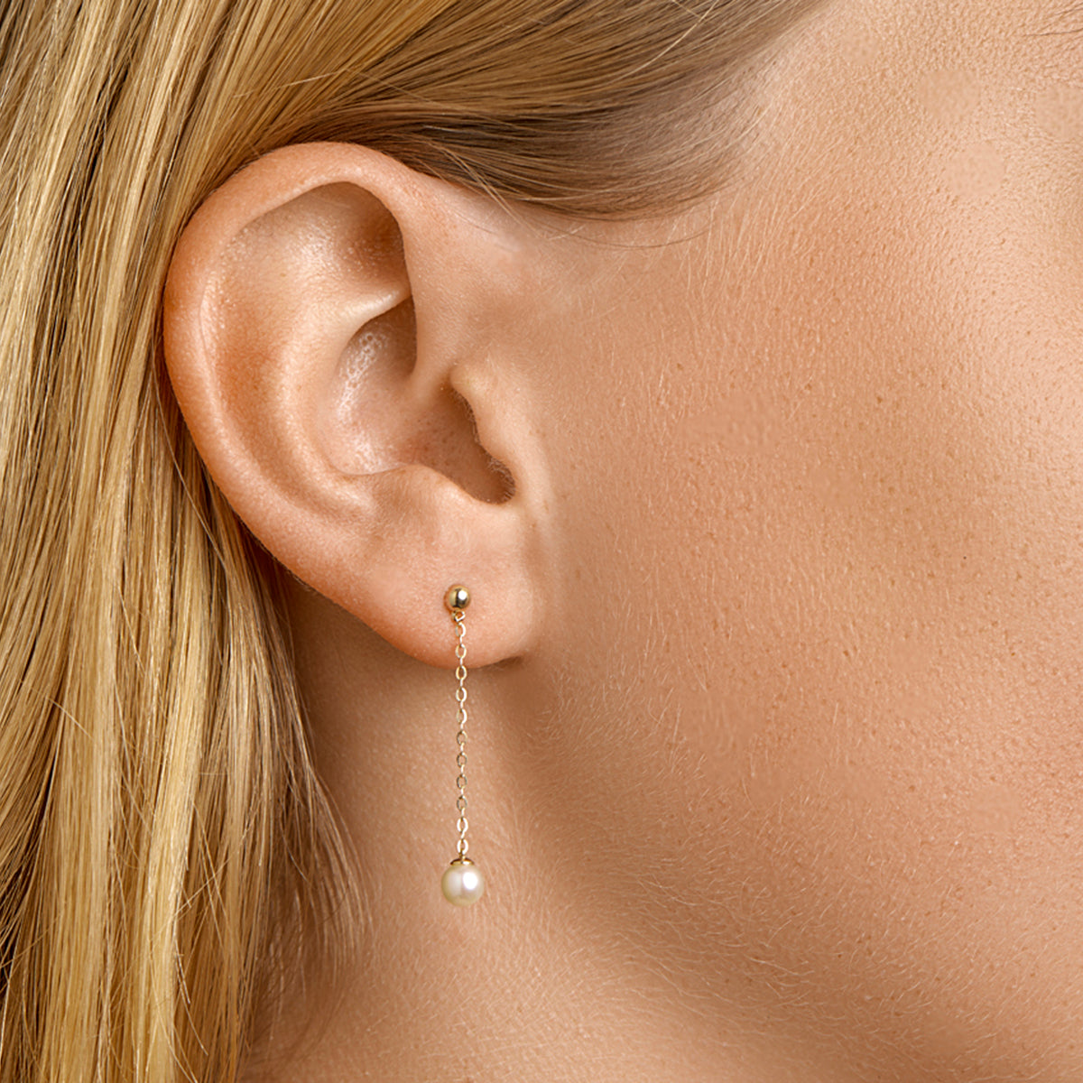 Oorhangers parel 14k geelgoud