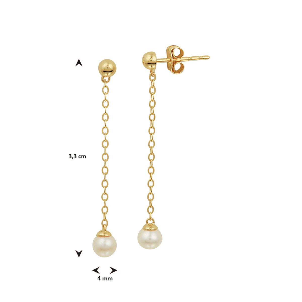 Oorhangers parel 14k geelgoud