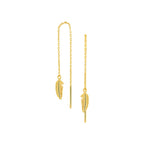 Doortrekoorbellen veer 14k geelgoud