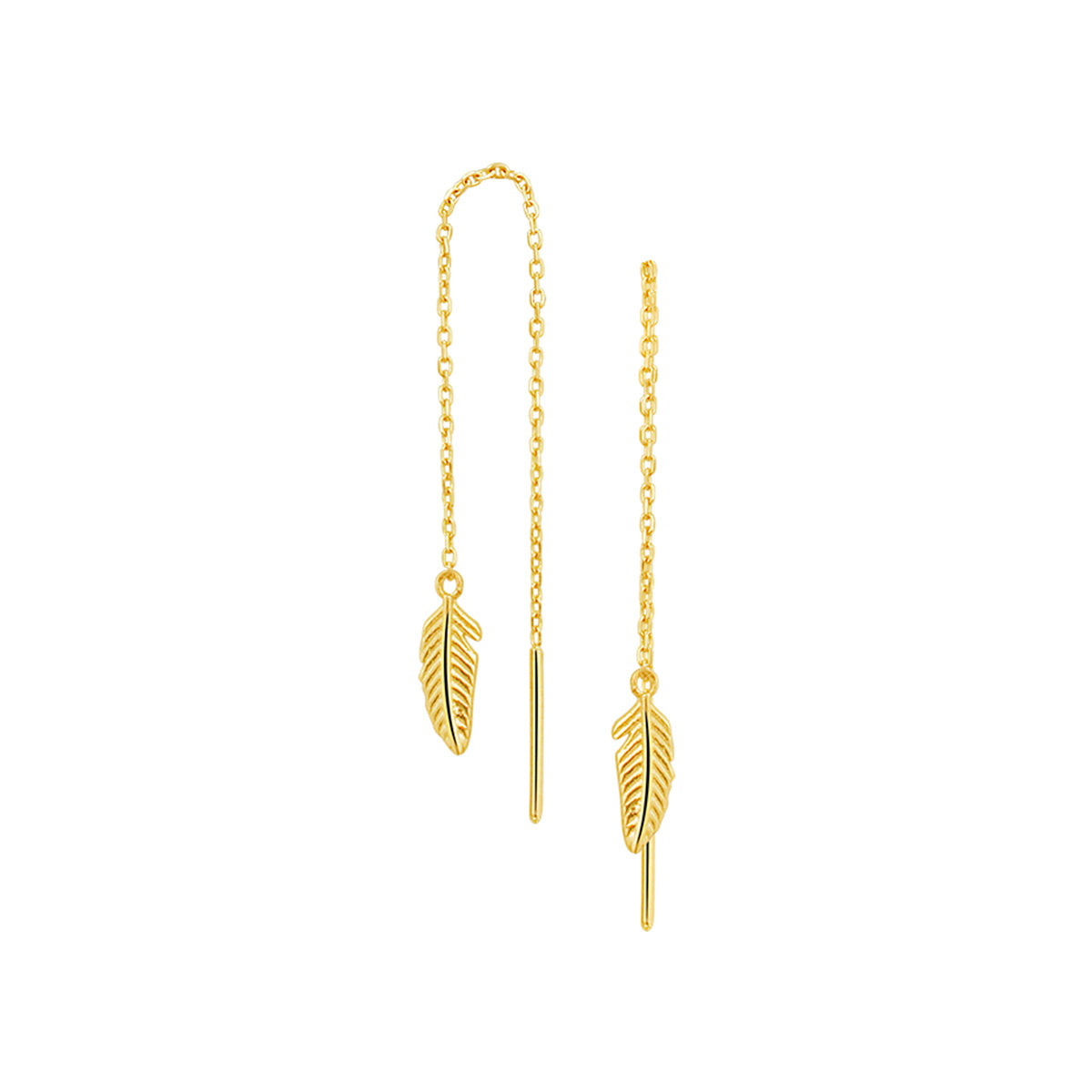 Doortrekoorbellen veer 14k geelgoud