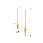 Doortrekoorbellen veer 14k geelgoud