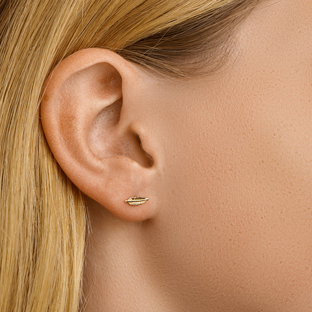 Oorknoppen veer 14k geelgoud