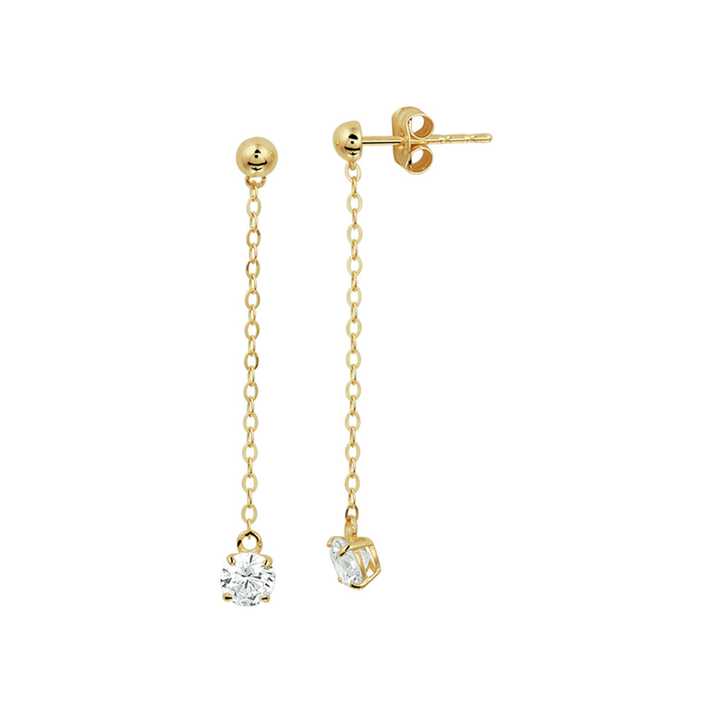 Oorhangers zirkonia 14k geelgoud