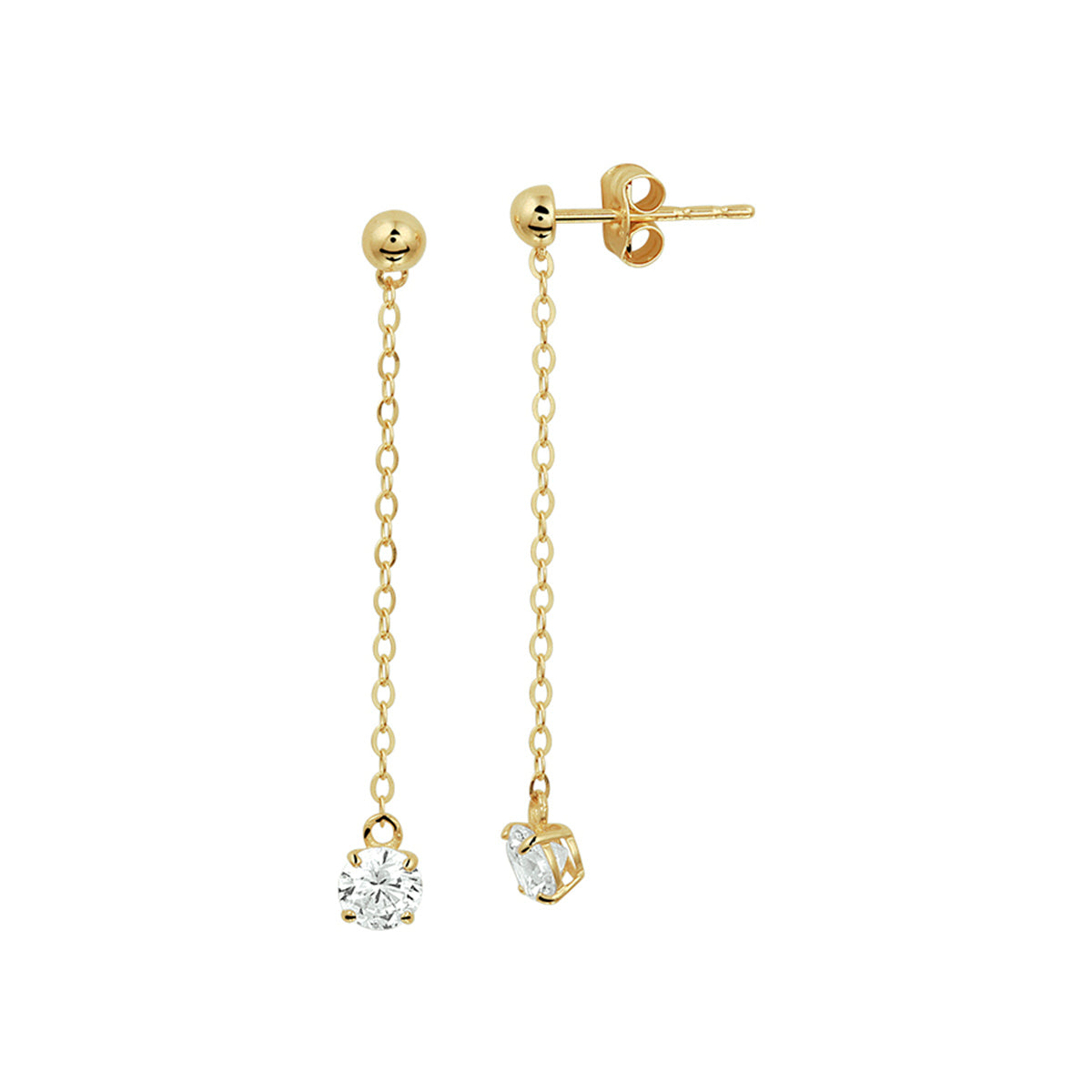 Oorhangers zirkonia 14k geelgoud