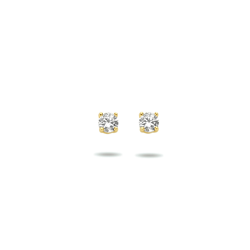 Oorknoppen zirkonia 14k geelgoud