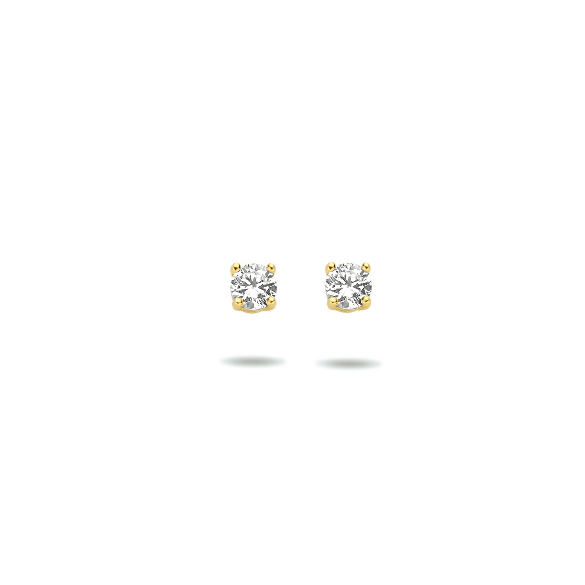 Oorknoppen zirkonia 14k geelgoud