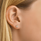 Oorknoppen zirkonia halo 14k geelgoud