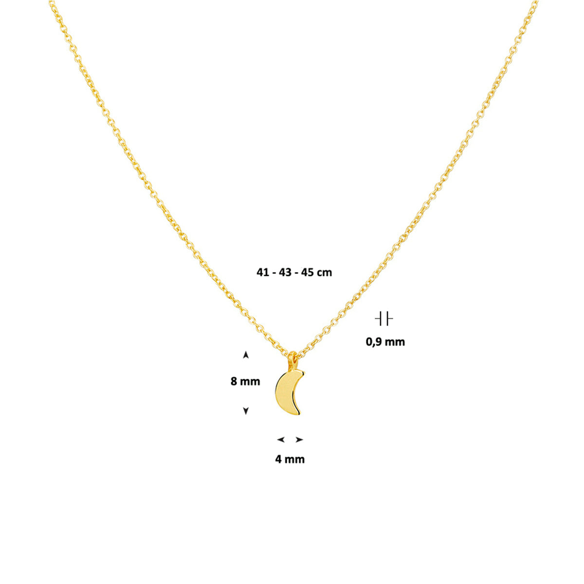 Collier maan 41 - 43 - 45 cm 14k geelgoud