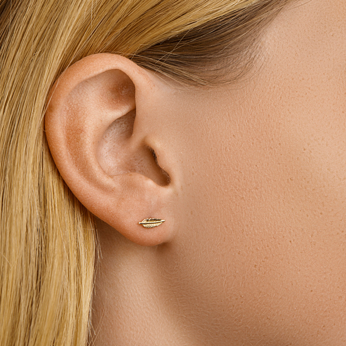 Oorknoppen veer 14k geelgoud