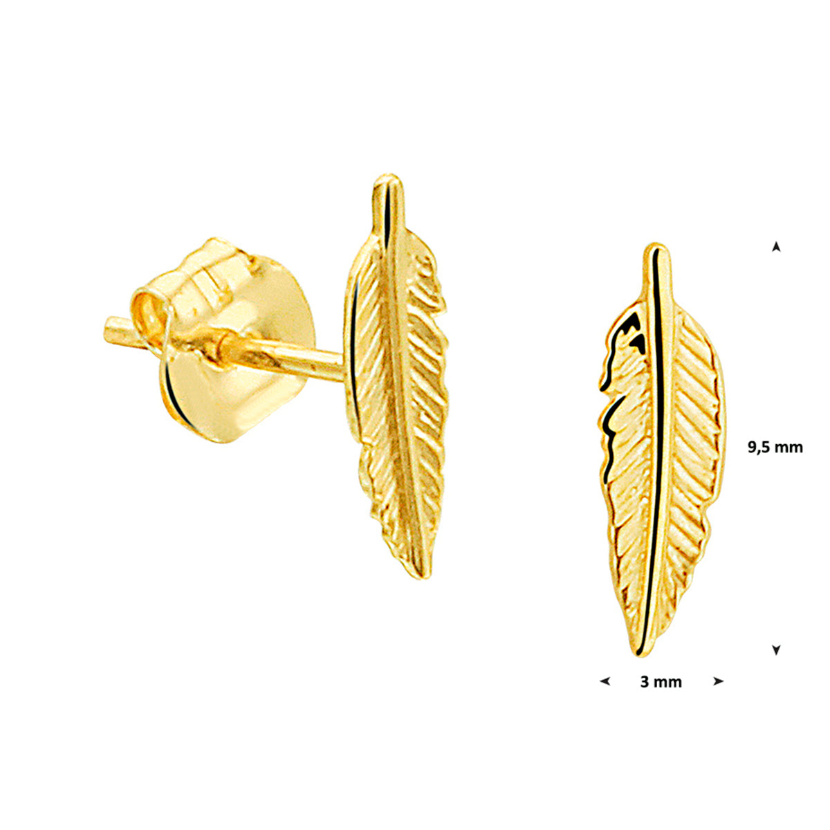 Oorknoppen veer 14k geelgoud