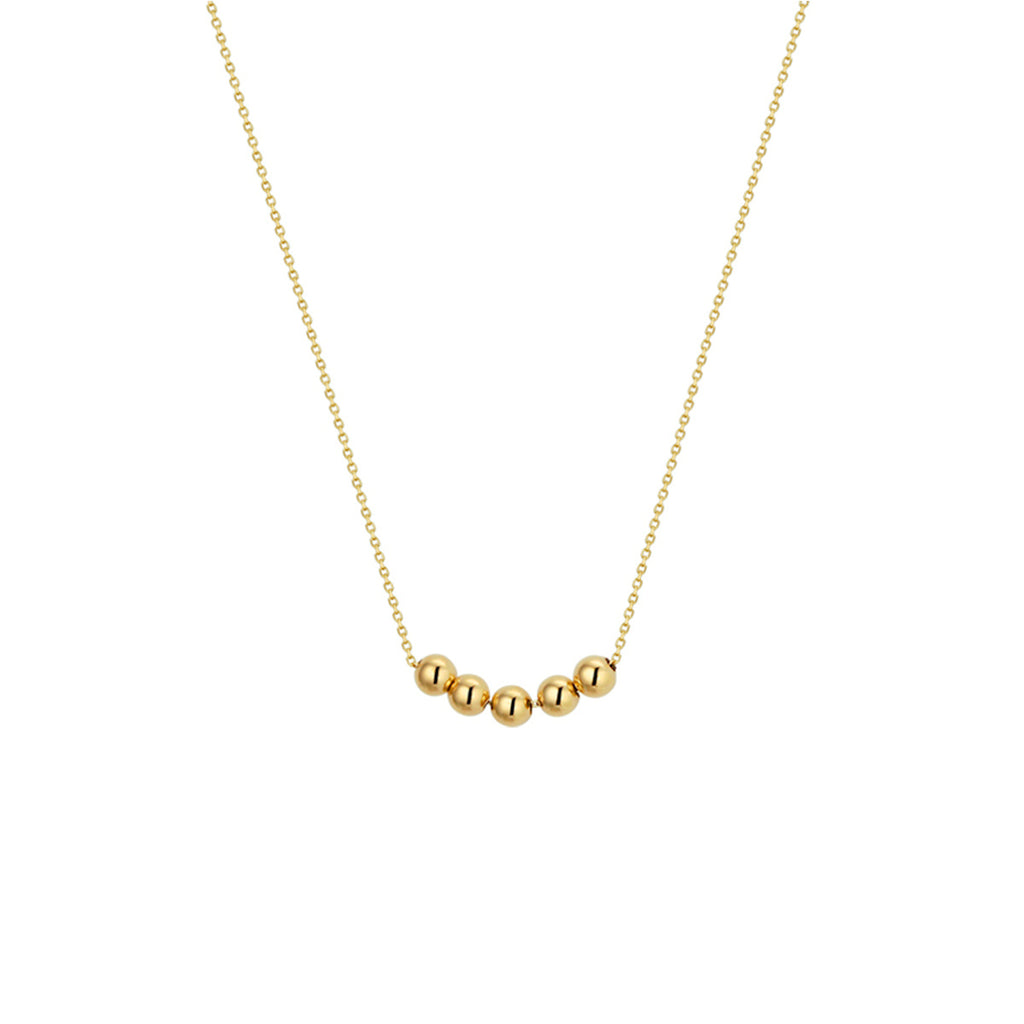 Collier 5 x schuifbol 1,0 mm 40 - 42 - 44 cm 14k geelgoud